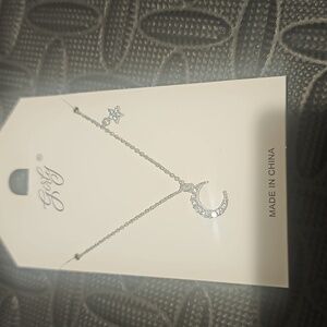 Silver crescent moon necklace